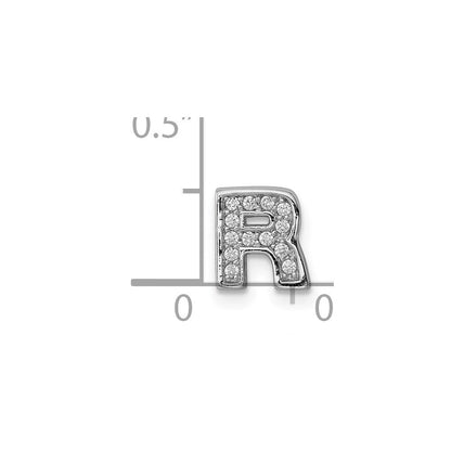 Sterlingsilber Rhodiniert Zirkonia Buchstabe R Initiale Anhänger Charm