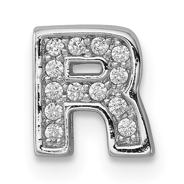 Sterlingsilber Rhodiniert Zirkonia Buchstabe R Initiale Anhänger Charm