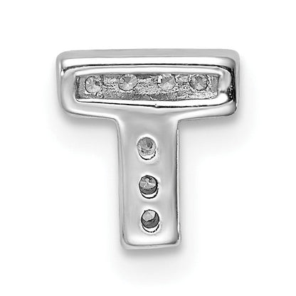 Sterlingsilber Rhodiniert Zirkonia Buchstabe T Initiale Anhänger Charm