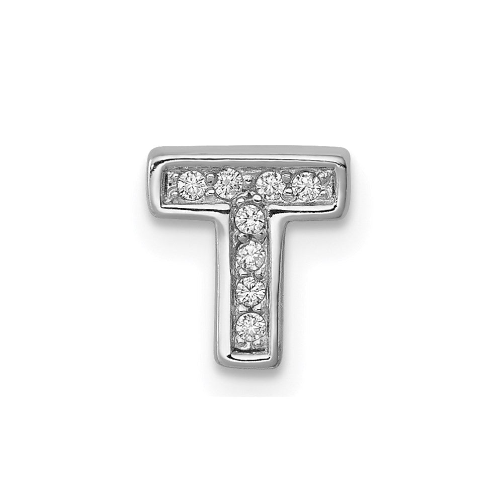 Sterlingsilber Rhodiniert Zirkonia Buchstabe T Initiale Anhänger Charm