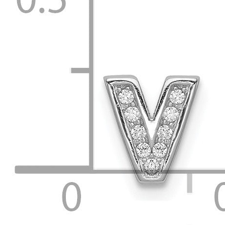 Sterlingsilber Rhodiniert Zirkonia Buchstabe V Initiale Anhänger Charm