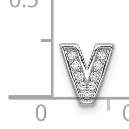 Sterlingsilber Rhodiniert Zirkonia Buchstabe V Initiale Anhänger Charm