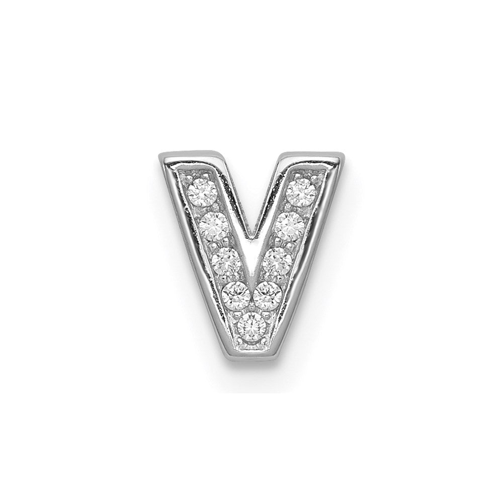 Sterlingsilber Rhodiniert Zirkonia Buchstabe V Initiale Anhänger Charm