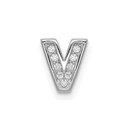 Sterlingsilber Rhodiniert Zirkonia Buchstabe V Initiale Anhänger Charm