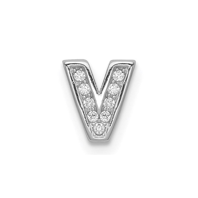 Sterlingsilber Rhodiniert Zirkonia Buchstabe V Initiale Anhänger Charm