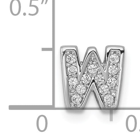 Sterlingsilber Rhodiniert Zirkonia Buchstabe W Initiale Anhänger Charm