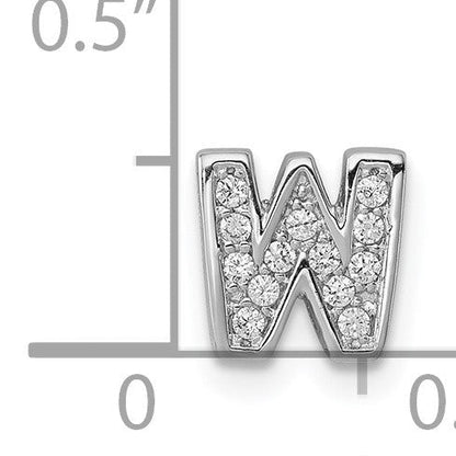 Sterlingsilber Rhodiniert Zirkonia Buchstabe W Initiale Anhänger Charm