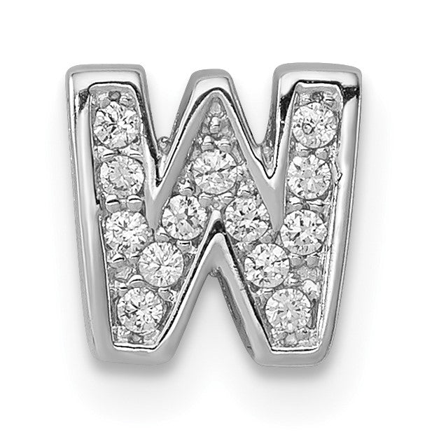 Sterlingsilber Rhodiniert Zirkonia Buchstabe W Initiale Anhänger Charm