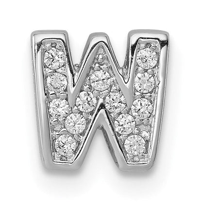Sterlingsilber Rhodiniert Zirkonia Buchstabe W Initiale Anhänger Charm