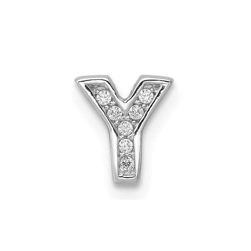 Sterlingsilber Rhodiniert Zirkonia Buchstabe Y Initiale Anhänger Charm