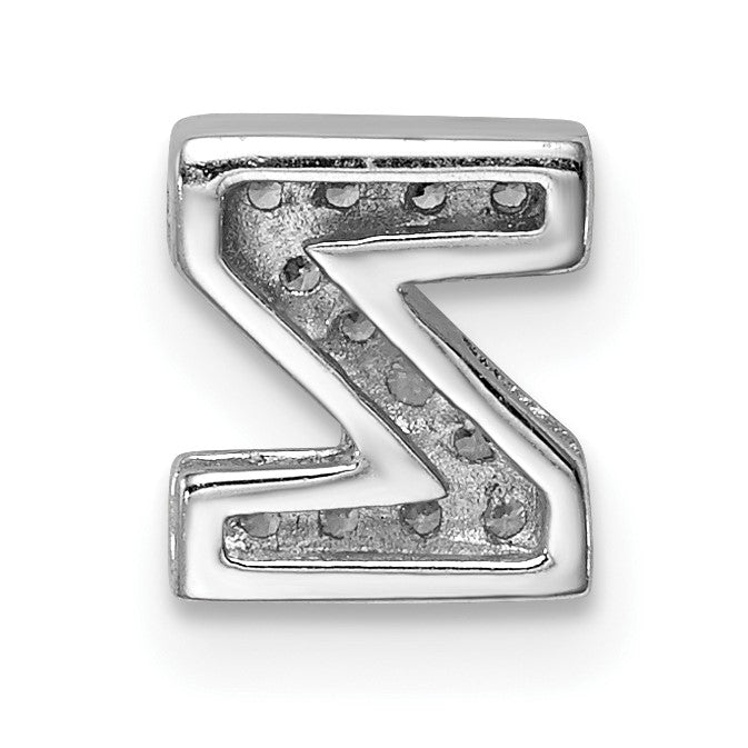 Sterlingsilber Rhodiniert Zirkonia Buchstabe Z Initiale Anhänger Charm
