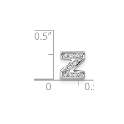 Sterlingsilber Rhodiniert Zirkonia Buchstabe Z Initiale Anhänger Charm