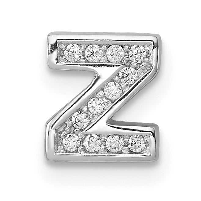 Sterlingsilber Rhodiniert Zirkonia Buchstabe Z Initiale Anhänger Charm