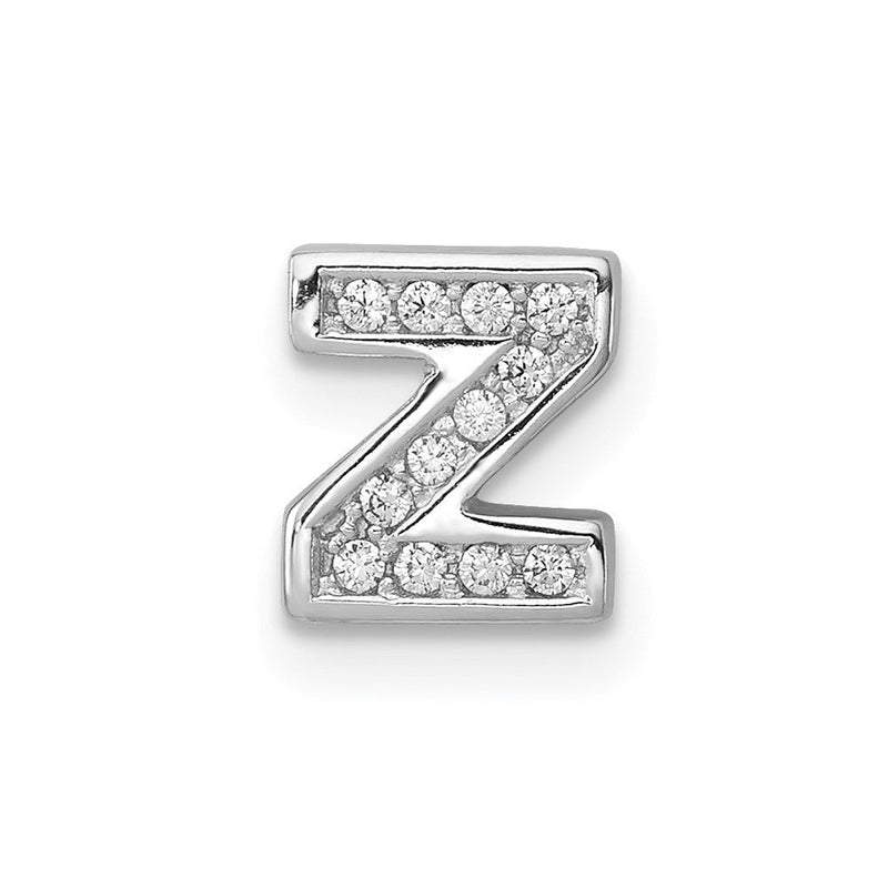 Sterlingsilber Rhodiniert Zirkonia Buchstabe Z Initiale Anhänger Charm