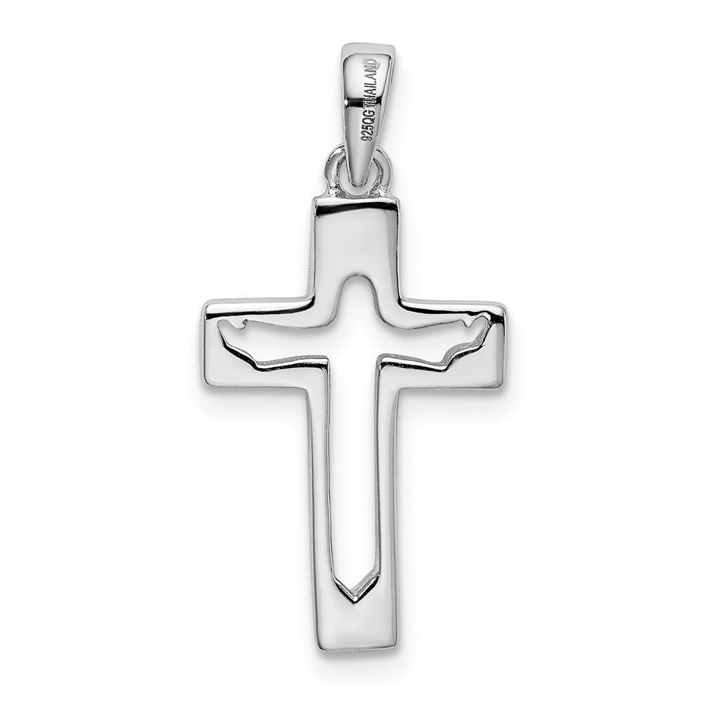 Sterlingsilber Rhodiniert Jesus Ausgeschnitten Kreuz Anhänger