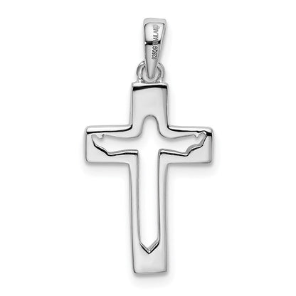 Sterlingsilber Rhodiniert Jesus Ausgeschnitten Kreuz Anhänger
