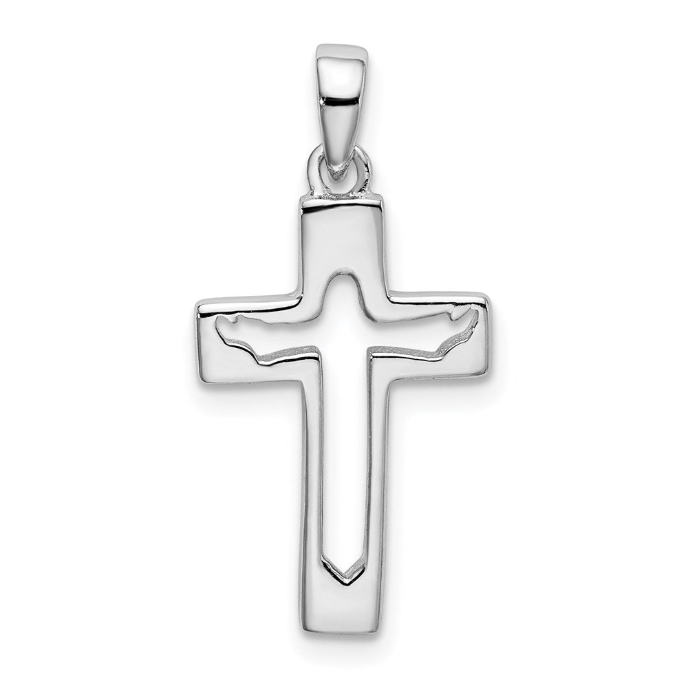Sterlingsilber Rhodiniert Jesus Ausgeschnitten Kreuz Anhänger