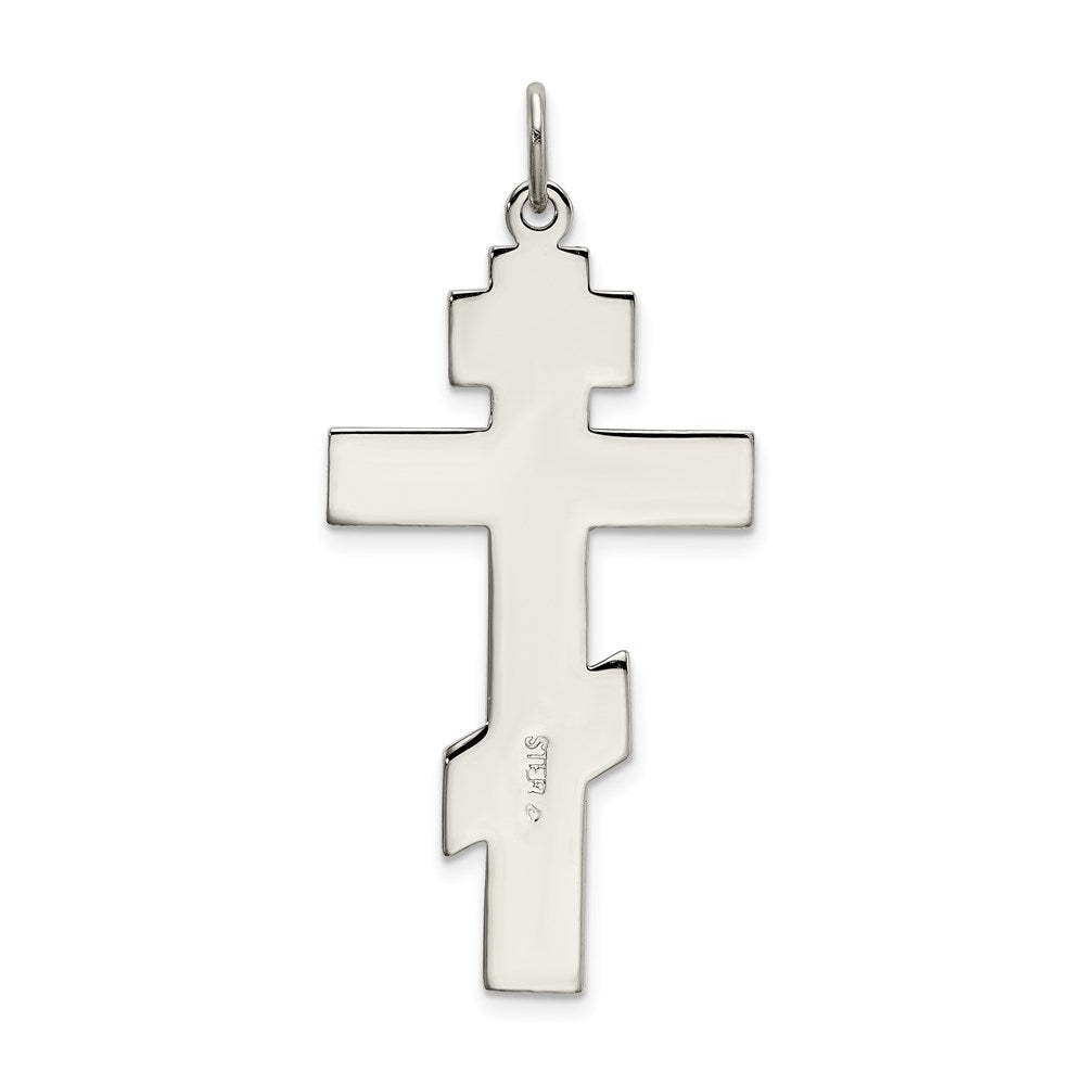 Sterlingsilber Poliert Eastern Orthodox Kreuz Anhänger