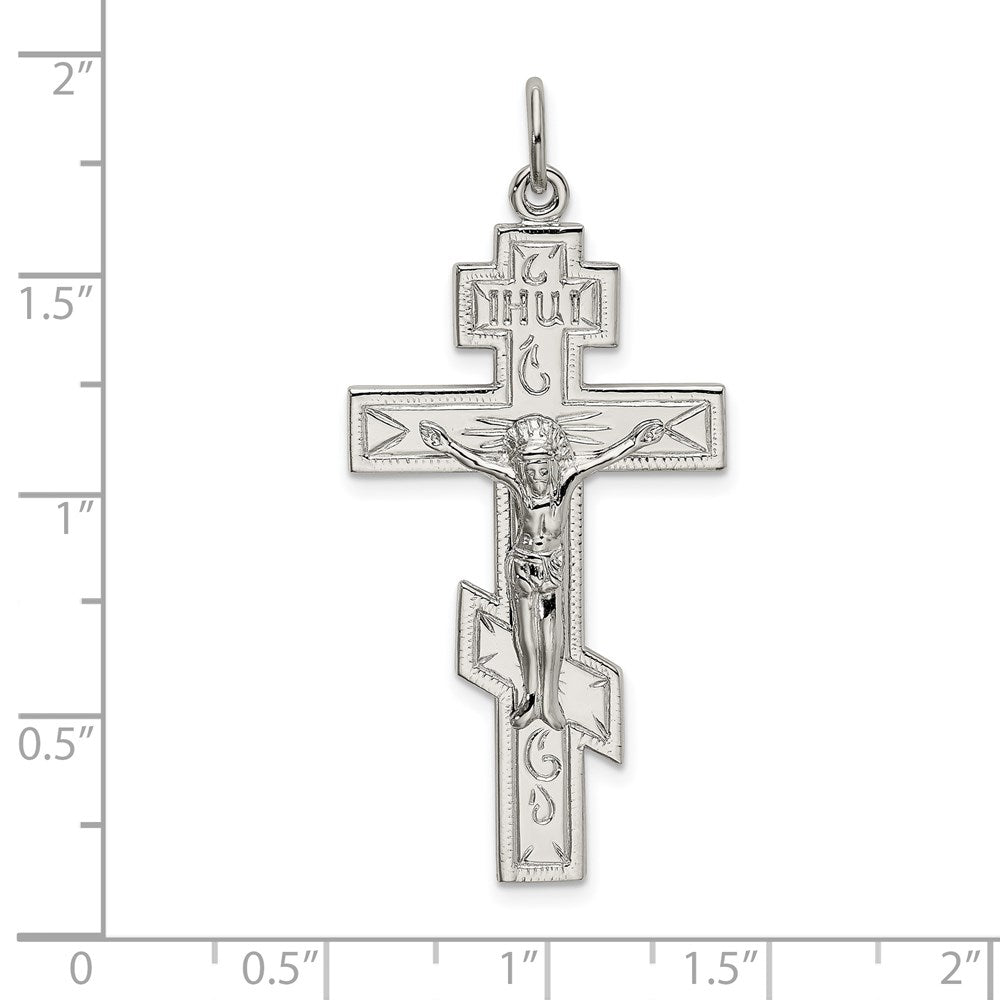 Sterlingsilber Poliert Eastern Orthodox Kreuz Anhänger
