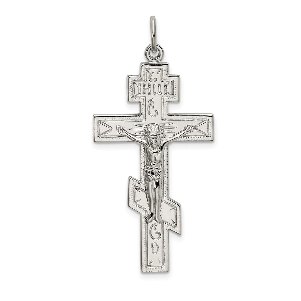 Sterlingsilber Poliert Eastern Orthodox Kreuz Anhänger