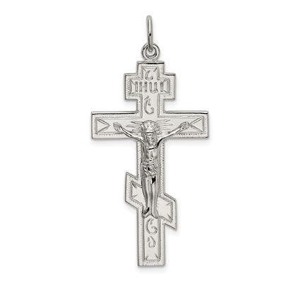 Sterlingsilber Poliert Eastern Orthodox Kreuz Anhänger