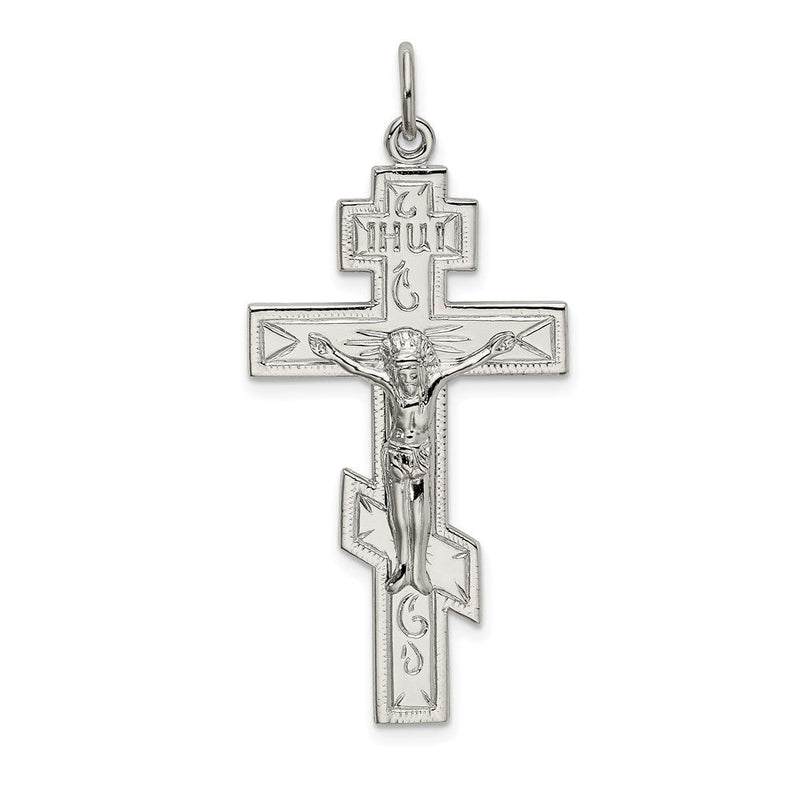 Sterlingsilber Poliert Eastern Orthodox Kreuz Anhänger