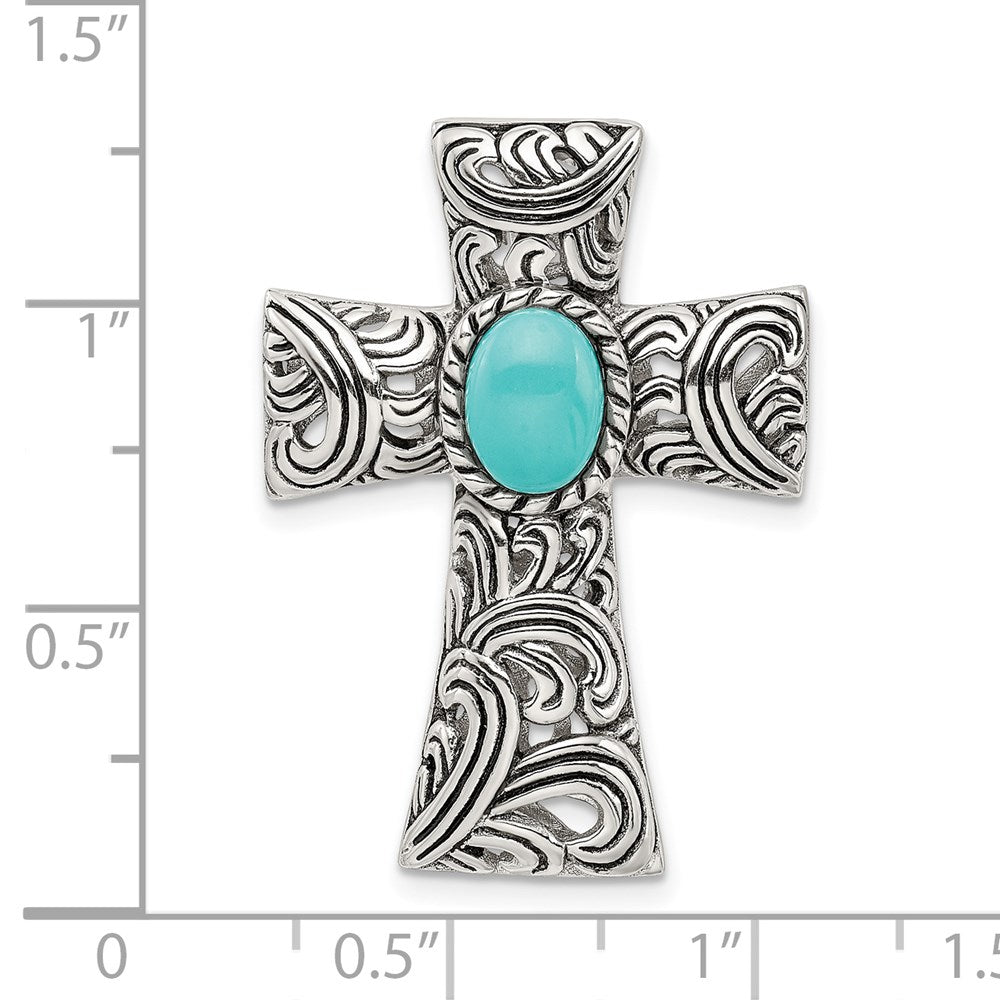 Sterlingsilber Antikisiert Reconstituted Türkis Cabochon Anhänger