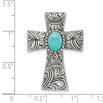 Sterlingsilber Antikisiert Reconstituted Türkis Cabochon Anhänger
