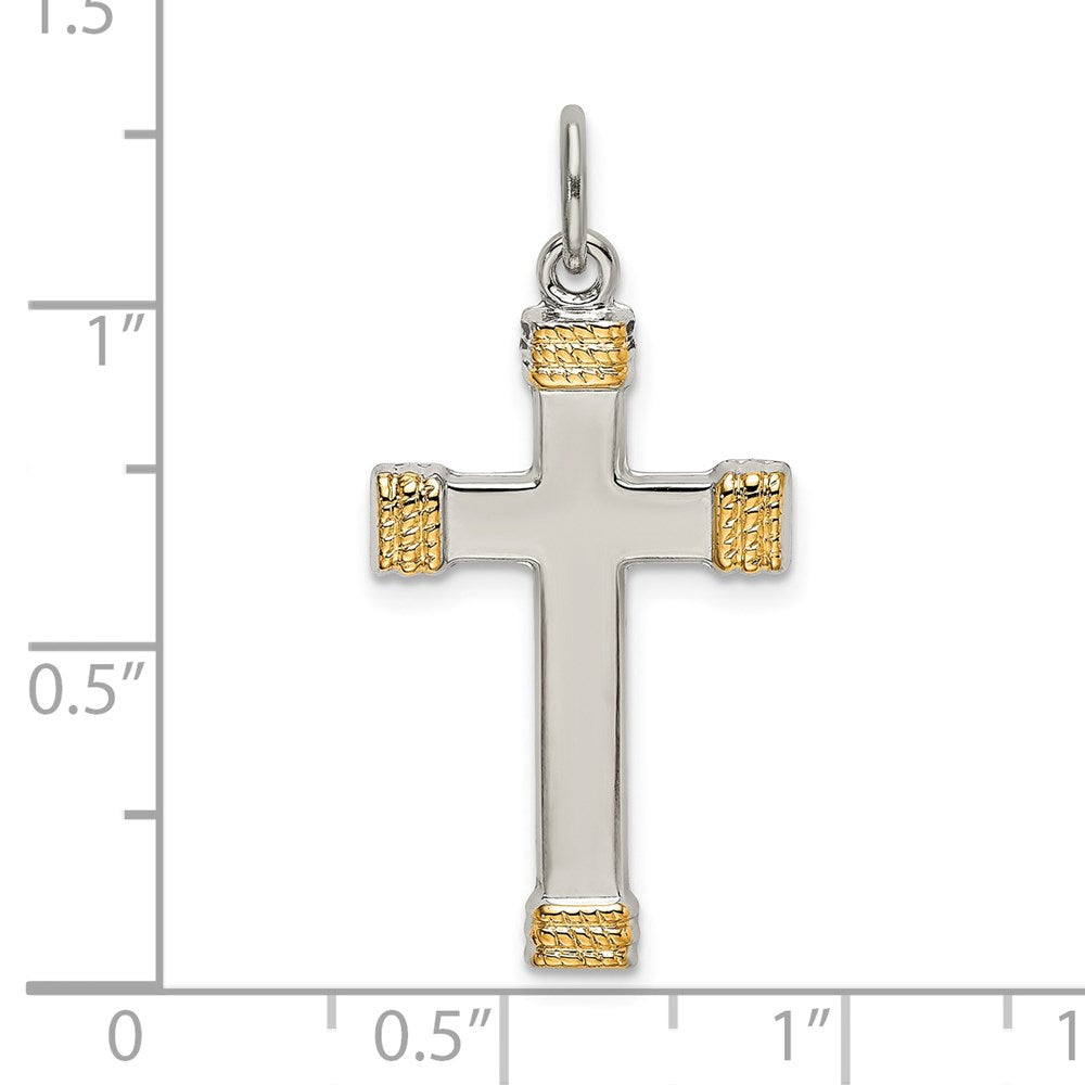 Sterlingsilber & Vergoldet Poliert Kreuz Anhänger