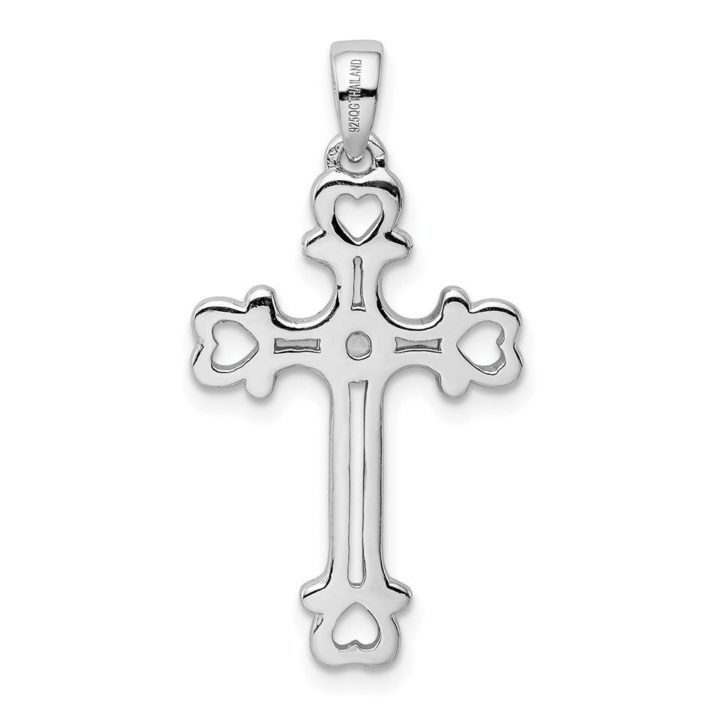 Sterlingsilber Rhodiniert Zirkonia Herz Kreuz Anhänger