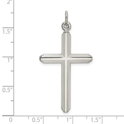 Sterlingsilber Poliert Gerillt Kreuz Anhänger