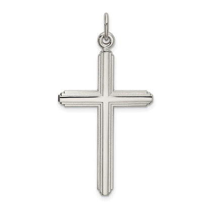 Sterlingsilber Poliert Gerillt Kreuz Anhänger