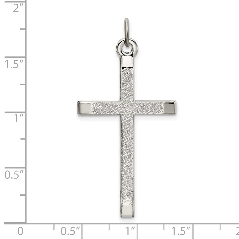 Sterlingsilber Poliert und Strukturiert Kreuz Anhänger