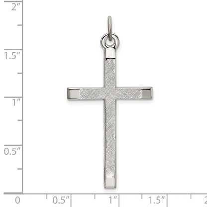 Sterlingsilber Poliert und Strukturiert Kreuz Anhänger