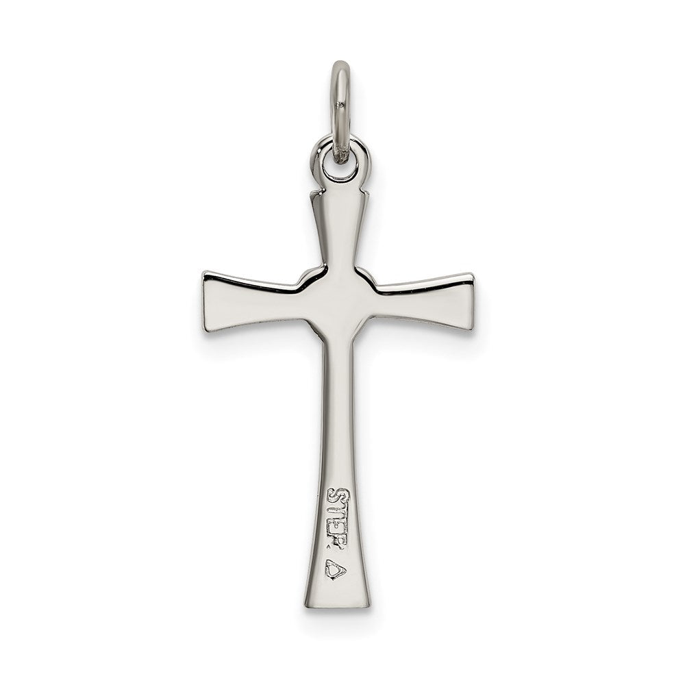 Sterlingsilber Poliert Zirkonia Herz Kreuz Anhänger