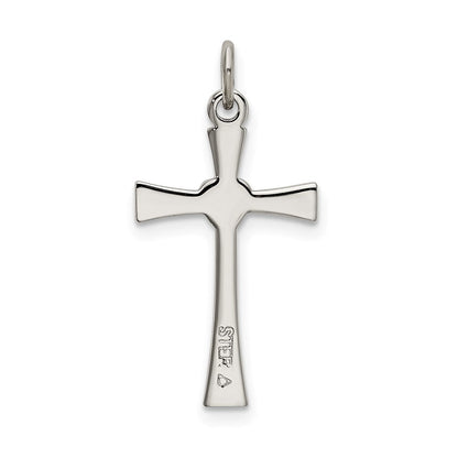 Sterlingsilber Poliert Zirkonia Herz Kreuz Anhänger