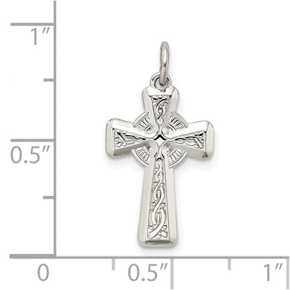 Sterlingsilber Poliert und Strukturiert Keltisch Kreuz Anhänger