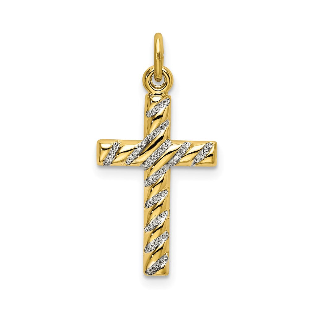 Sterlingsilber Vergoldet Poliert und Texture Kreuz Anhänger