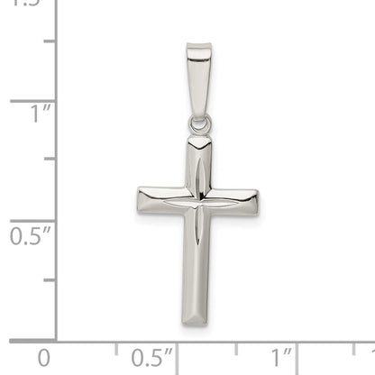 Sterlingsilber Poliert Diamantiert Kreuz Anhänger