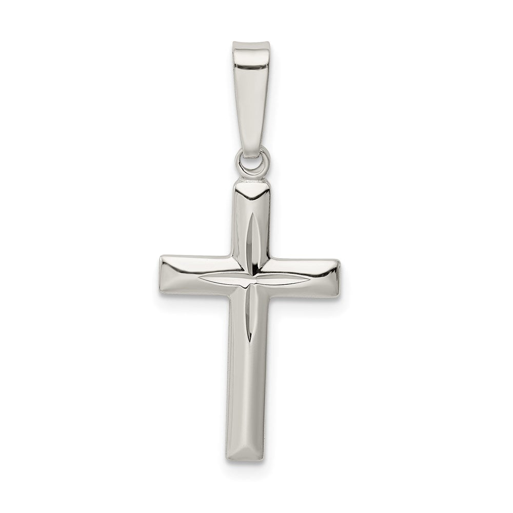 Sterlingsilber Poliert Diamantiert Kreuz Anhänger
