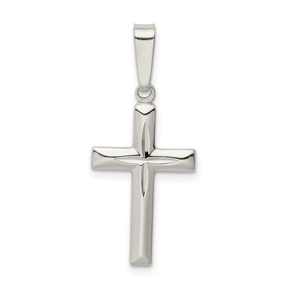Sterlingsilber Poliert Diamantiert Kreuz Anhänger