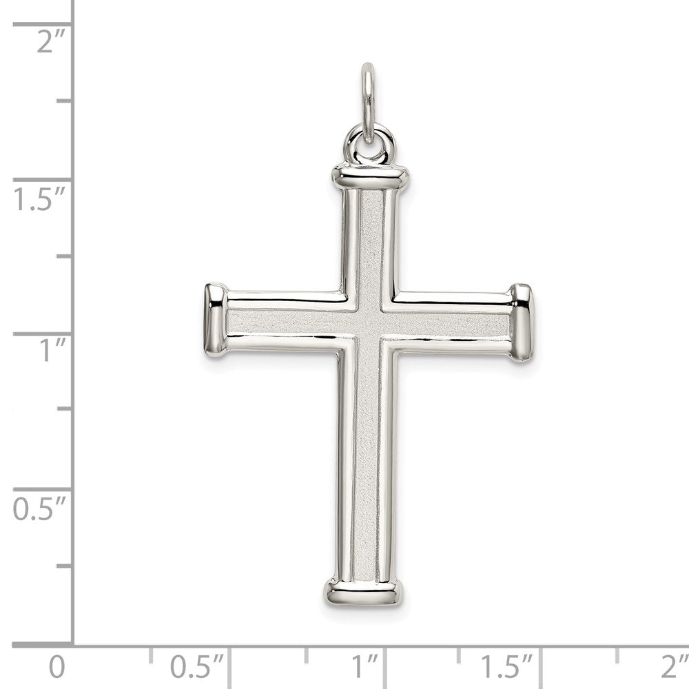Sterlingsilber Poliert und Satiniert Kreuz Anhänger