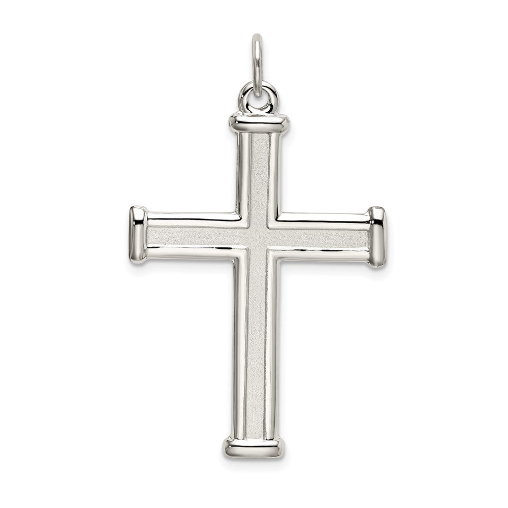 Sterlingsilber Poliert und Satiniert Kreuz Anhänger