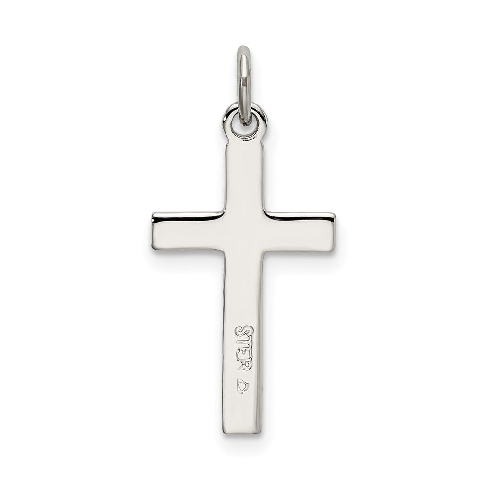 Sterlingsilber Poliert Satiniert 7 Diamantiert Kreuz Anhänger