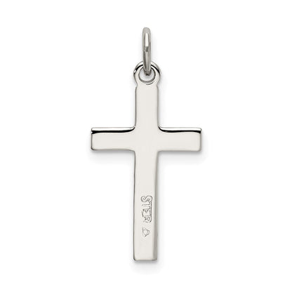 Sterlingsilber Poliert Satiniert 7 Diamantiert Kreuz Anhänger
