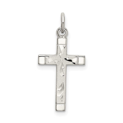 Sterlingsilber Poliert Satiniert 7 Diamantiert Kreuz Anhänger