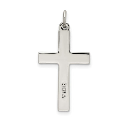 Sterlingsilber Satiniert und Diamantiert Kreuz Anhänger