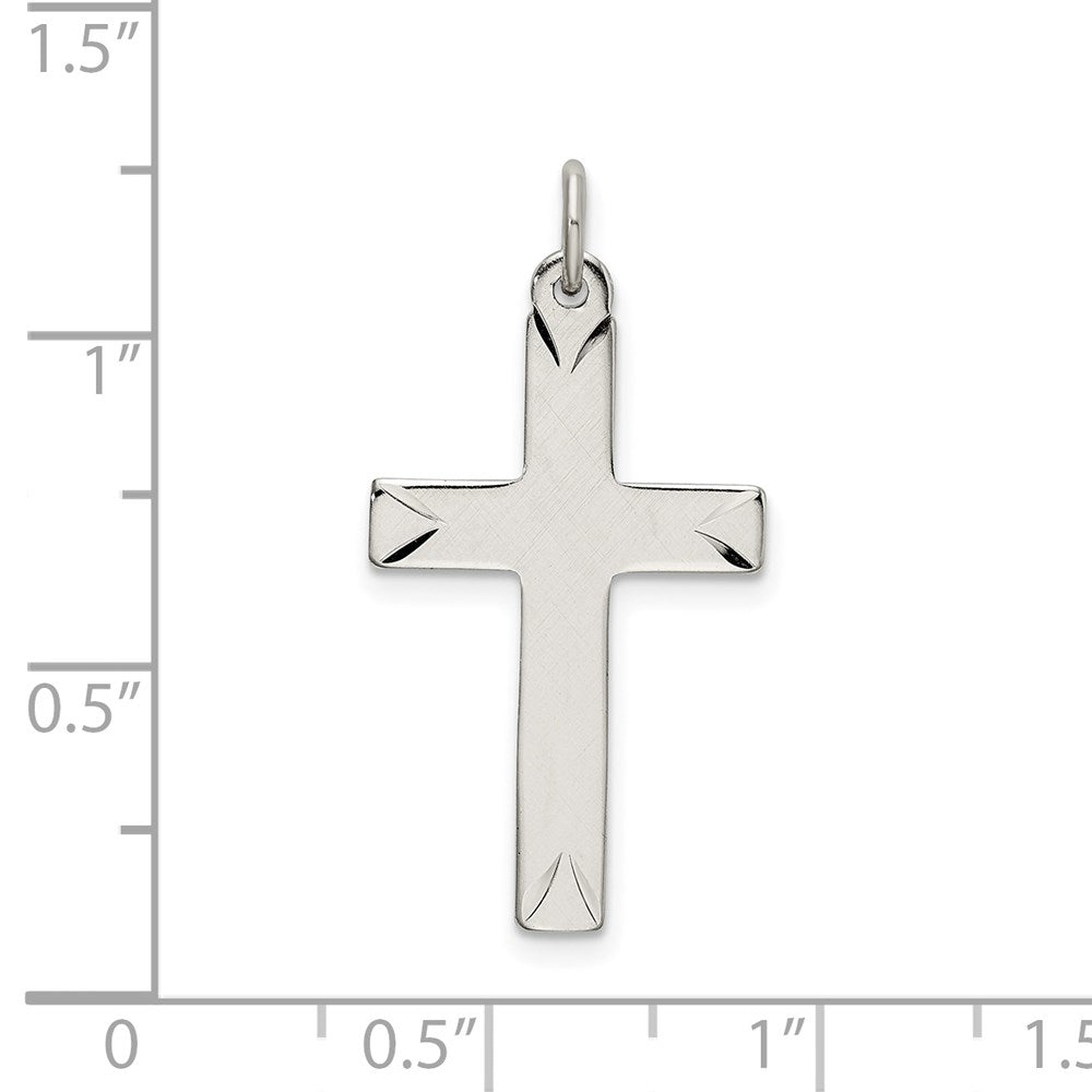 Sterlingsilber Satiniert und Diamantiert Kreuz Anhänger