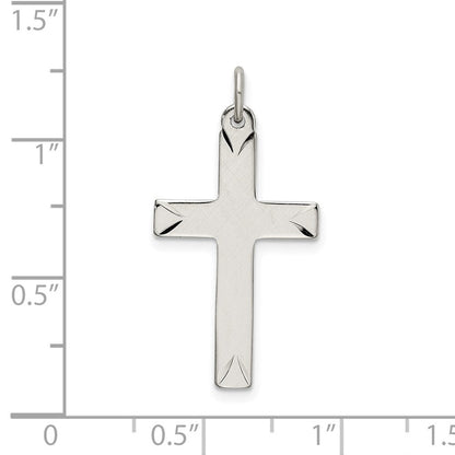 Sterlingsilber Satiniert und Diamantiert Kreuz Anhänger