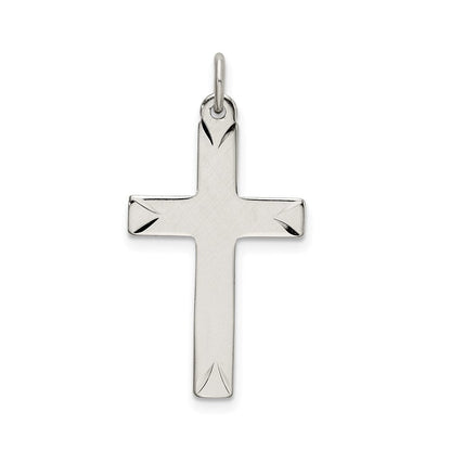 Sterlingsilber Satiniert und Diamantiert Kreuz Anhänger